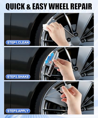 Amiss Full Matte Gray Rim Repair Kit, Wheel Paint and Rim Paint Touch Up Pen for Curb Rash, Universal Alloy Wheel Scratch Repair for Scratches and Scuffs, Car Accessories (Full Matte Gray) - color: Full Matte Gray