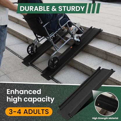 Wheelchair ramp 4FT, Lightweight, Retractable and Portable, can be Used for Wheelchair ramps, Comes with a Handbag-Black - size: 4FT