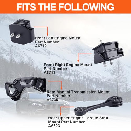 Engine Motor Mount Set & Trans Mount ,Replaces A6712 A6712 A6739 A6723 - size: Wrx 12-16 2.5L