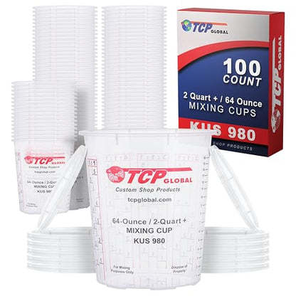 Custom Shop Paint Mixing Cups, 64-Ounce, Box of 100, Plastic Measuring Cups
