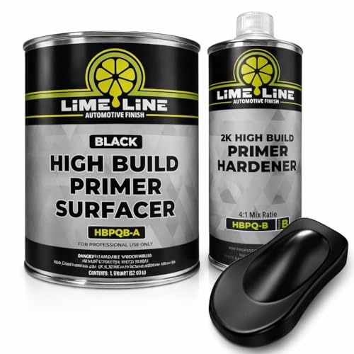 LiME LiNE Sand-able Automotive Primer Surfacer, Direct-to-Metal, High Build 2k Urethane, 1.25 Gallon kit (Black) - color: Black