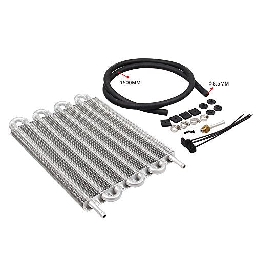 8 Row Aluminum Transmission Oil Cooler Universal 6 Pass Tube and Fin Transmission Cooler Kit