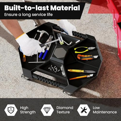 Goplus Rolling Tool Tray, Under Car Magnetic Moving Tray with 4 Swivel Casters, 55 LBS Capacity Caddy Tray, Tool Tray Creeper for Garage, Workshop, Automotive Repair, Mechanics - size: 20.5" x 16.5" x 4"