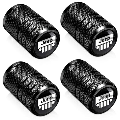 Tire Valve Stem Caps Cover for Jeep Wrangler Compass Cherokee Renegade Patriot Grand Commander Metal Wheel Air caps Auto Valve Stem Caps Accessories 4 Pack Black - color: Tire-D09