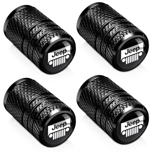 Tire Valve Stem Caps Cover for Jeep Wrangler Compass Cherokee Renegade Patriot Grand Commander Metal Wheel Air caps Auto Valve Stem Caps Accessories 4 Pack Black - color: Tire-D09