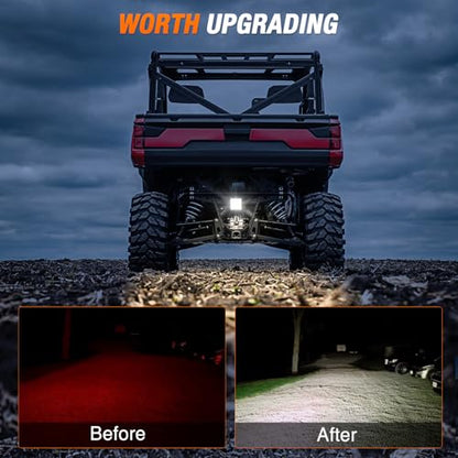 Nilight Ranger Backup Light 48W Flood Reverse Rear Lights Tractor LED Pod Lighting Plug and Play Kit Compatible with Polaris Ranger 1000 XP Crew 2018 2019 2020 2021 2022 2023 2024 - color: 48W Ranger Backup LED Light