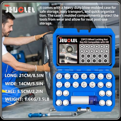 23PCS Wheel Locking Nut Key Kit Compatible with VW, Audi - color: 23PCS Kit