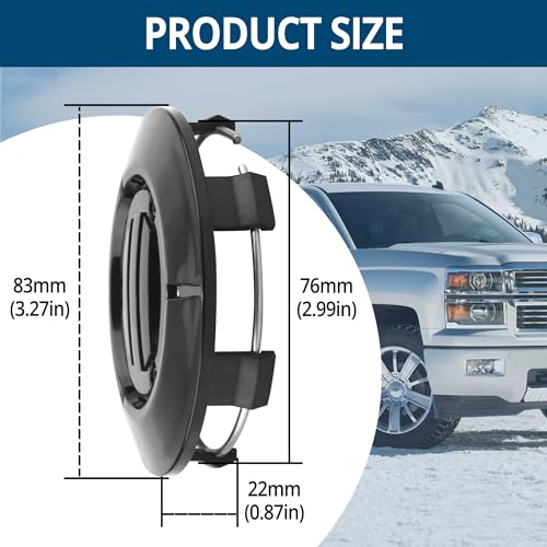 RTrhinoTuning 4PCS 3.25in Black Wheel Center Caps 83mm Compatible with Suburban Silverado Tahoe 18" to 22" Rim OD: 3.27"(83 mm) ID: 3"(76 mm) Black Hub Caps - color: Black
