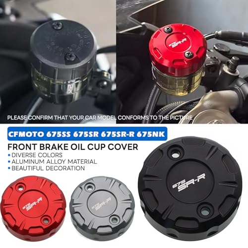CNC Aluminum Motorcycle Brake Fluid Reservoir Cap, Front Master Cylinder Cover for CFMOTO 675SS 675SR 675SR-R 675NK, Coolant Reservoir Tank Cover Oil Cup Cap (Red) - color: Red