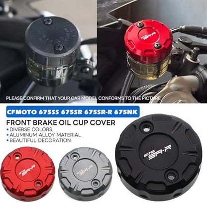 CNC Aluminum Motorcycle Brake Fluid Reservoir Cap, Front Master Cylinder Cover for CFMOTO 675SS 675SR 675SR-R 675NK, Coolant Reservoir Tank Cover Oil Cup Cap (Red) - color: Red