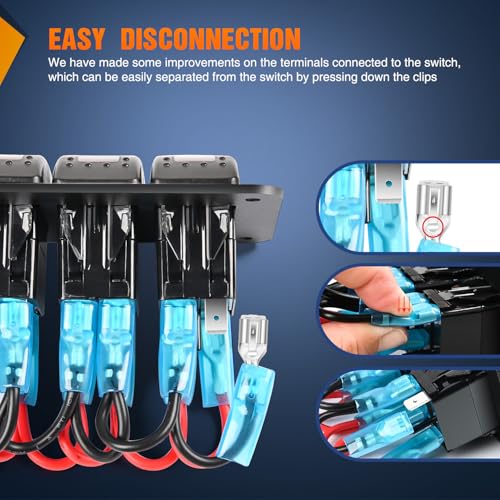 Nilight 6 Gang Rocker Switch Panel w/Orange LED Light 5Pin ON Off Pre-Wired - color: Amber, size: 6 Gang