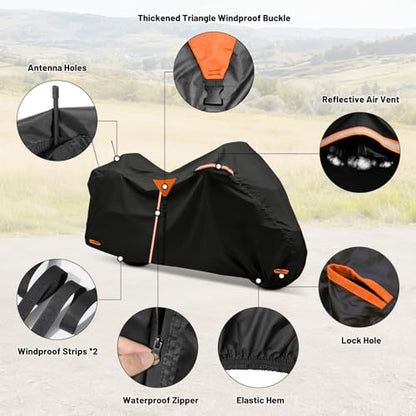 XYZCTEM Motorcycle Cover Heavy Duty Waterproof with Side & Top Box