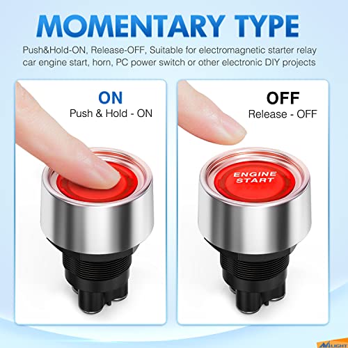Nilight Start Engine Button 12V DC 50A Red - color: Red Start Engine Button