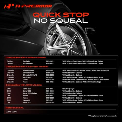 A-Premium Front and Rear Ceramic Brake Pads, 4-Pack