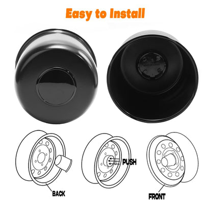 4Pcs 4.9" Trailer Wheel Center Caps Push Through Fit 4.88-4.9in Center Bore Truck Trailer RV SUV Wheels Rims, Steel Black Hub Covers - color: Black, size: 4.9in Hub Hole, 4.33in Tall