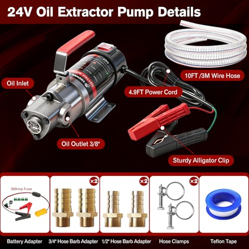 Engine Oil Transfer Pump, Electric Oil Pump with Battery Adapter for Dewalt 20V Batteries, 3.2GPM High Flow Fluid Transfer Pump, Oil Change Pump Extractor for Engine Oil, Gear Oil