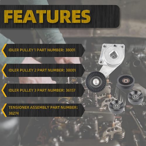 Dasbecan Serpentine Belt Tensioner Kit for Ford F150 2005-2006/2009-2010