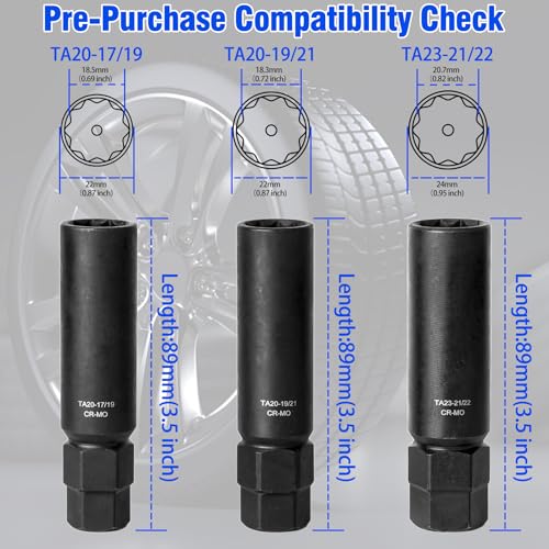 10 Spline Lug Nut Key Set - size: 3 Pieces