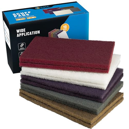S SATC 6" x 9" 10 Pack General Purpose Scuff Pads,2 Each Maroon,Gray,Gold,Purple and White Scuff Pads for Scuffing,Scouring,Sanding,Paint Primer Prep Adhesion Scratch for Automotive Restoration - color: Maroon,Gray,Gold,Purple,White