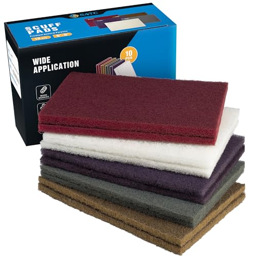 S SATC 6" x 9" 10 Pack General Purpose Scuff Pads,2 Each Maroon,Gray,Gold,Purple and White Scuff Pads for Scuffing,Scouring,Sanding,Paint Primer Prep Adhesion Scratch for Automotive Restoration - color: Maroon,Gray,Gold,Purple,White