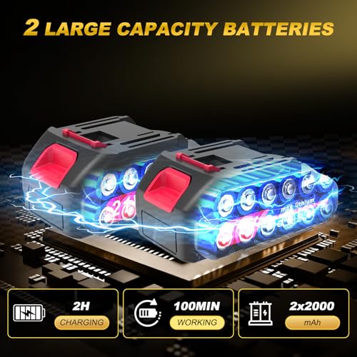 Cordless Car Buffer Polisher Kit (28pcs), 8-Speed & 2*21V Batteries