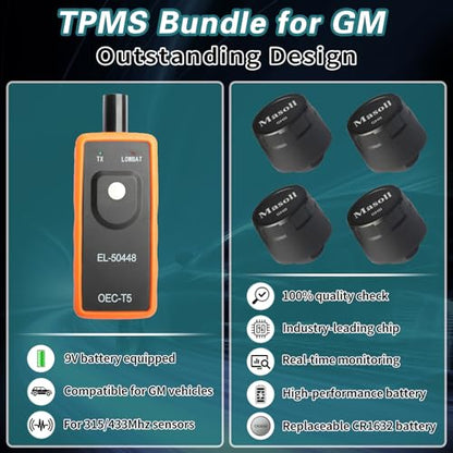 Masoll TPMS Sensor for GM Chevy Silverado Buick Cadillac GMC, DIY Install