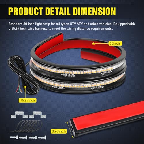 Nilight 30" UTV Tailgate Light Strip Running Brake Turn Signal Light - color: 30" Tailgate Light Strip Red/Amber