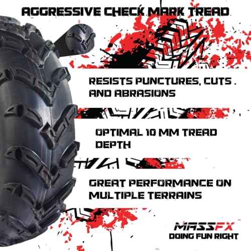 MASSFX 25x8-12 Front ATV Tire 6-Ply Checkmark Tread 25x8x12 All-Terrain - size: 25x8-12 F