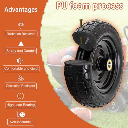10" Solid Rubber Tires, 4.10/3.50-4 Tire and Wheel Flat Free, 2-Pack with 3/4" Bearings, 2.17"Offset Hub for GOR Garden Cart, Wheelbarrow, Trolleys, Hand Trucks & Yard Trailers - size: 10in-3/4in