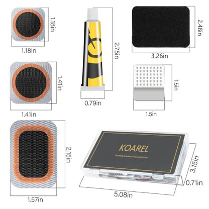 Bike Tire Repair Kit - Bycicle Inner Tube Puncture Patch Kits with 32PCS Vulcanizing Patches,Metal Rasp, for Motorcycle BMX Cycling MTB Road Mountain Bicycle