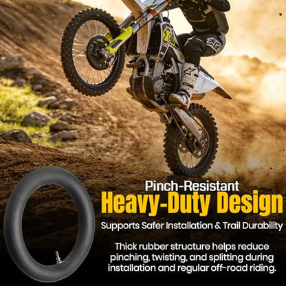 AR-PRO (2-Pack) 110/90-19 & 120/90-19 Heavy-Duty Motorcycle Inner Tubes, 3mm Thick Butyl Rubber Tubes, TR4 Valve Stem, Fits Off-Road, Motocross & Dirt Bike Tires - size: 110/90-19" (4.50 x 19), TR4 Valve