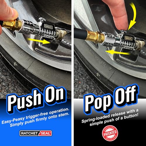 Chuck Mates Platinum Locking Air Chuck Quick-Connect 1/4" NPT or Schrader - size: 1 Pack, style: For Portable Inflators + NPT Adapter