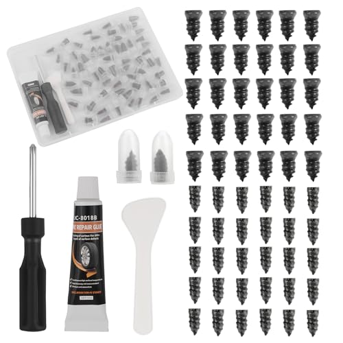60PCS 2-Size Tire Plug Kit with Tire Sealant Glue & Screwdriver - color: 2 Size/60PCS+Glue