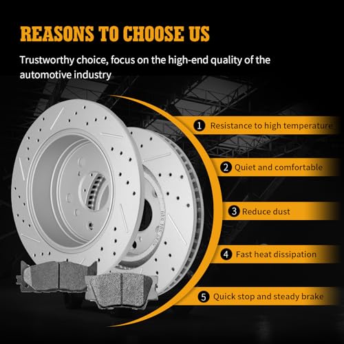 Disc Brake Kits with Pads and Rotors Front & Rear Drilled Slotted Vented Rotor for