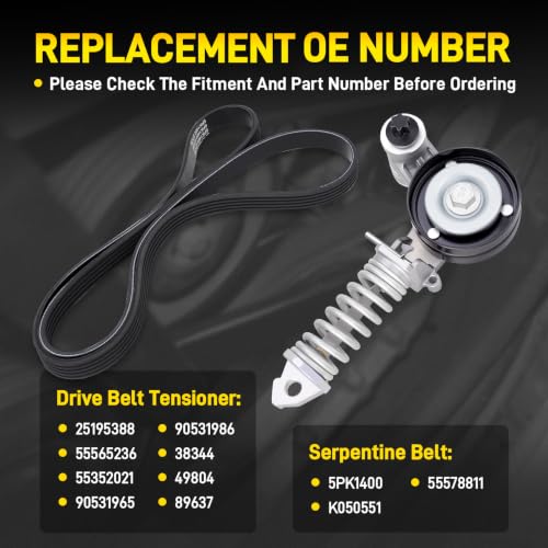 Belt Tensioner Assembly With Pulley & Serpentine Belt #55565236