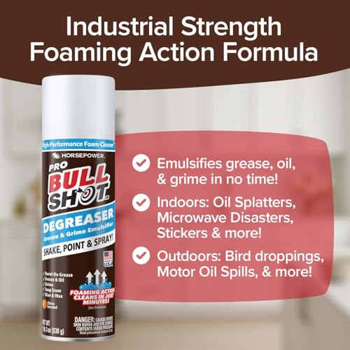 Bull Shot Degreaser Pro, Heavy-Duty Foaming Grime Remover, Residue-Free - size: 19 Ounce (Pack of 1)