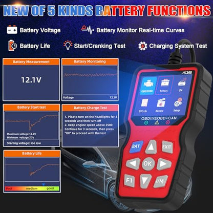 OBD2 Scanner Professional, Car Diagnostic Tool with Live Data & Battery Tester – Works for BMW, Audi, Mercedes, VW & All Cars 10 Modes, Check Engine Light Reader, Oil Reset, Smog Test