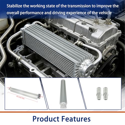 GXYWADY 18inch Aluminum Dual Pass Finned Transmission trans oil Co-o-le