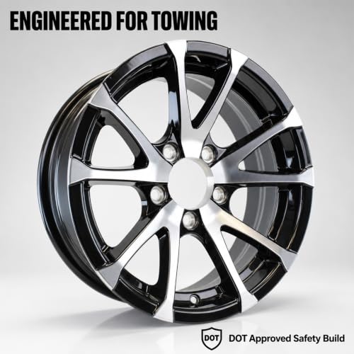eCustomrim 2-Pack Aluminum Trailer Wheel 15X5 5 Lug T07 V-Spoke Black Rim