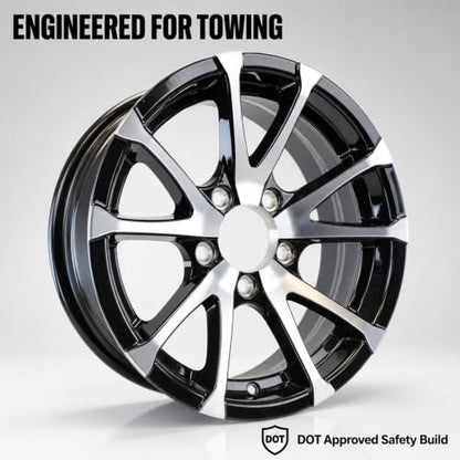 eCustomrim 2-Pack Aluminum Trailer Wheel 15X5 5 Lug T07 V-Spoke Black Rim