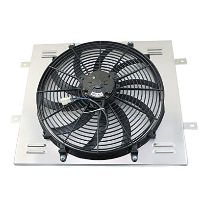 Electric Radiator Shroud Fan,16'' Electric Fan+Aluminum Shroud For 1987~2006 Jeep Wrangler YJ TJ 2.4L-4.2L L6