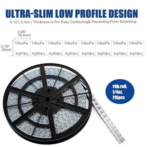 JiiinMiiin 1/4oz, 5kg, 11lb/roll Gray Steel Adhesive Stick on Wheel Weights - color: Chrome, size: 0.25oz - 1Roll