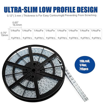 JiiinMiiin 1/4oz, 5kg, 11lb/roll Gray Steel Adhesive Stick on Wheel Weights - color: Chrome, size: 0.25oz - 1Roll