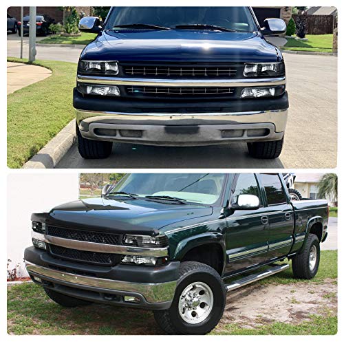 DWVO Headlight Assembly Compatible with 1999-2002 Chevy Silverado Black - color: Black