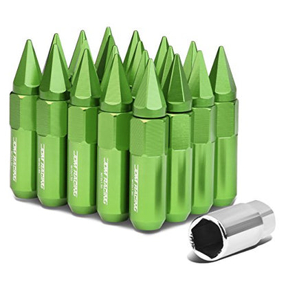 Auto Dynasty M12 x 1.5 Open/Closed End Design 20-Piece Aluminum Alloy Wheel Lug Nuts +1 X Deep Drive Extension (Green) - color: Green