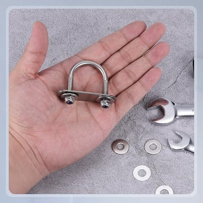 METALLIXITY U Bolts 4Set M6x27x47,Round U Bolt Kits 304 SS U Clamp - color: Silver, size: M6x27x47mm