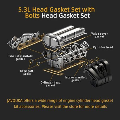 Head Gasket Set with Bolts, 5.3/4.8L for GMC Envoy/Sierra/Yukon - style: for Silverado 1500 5.3L 2005-2013