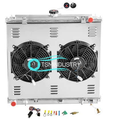 Aluminum Radiator + Shroud Fan + Relay Compatible with 2005-2018 Nissan Frontier Xterra Pathfinder 4.0L V6 2006 2007 2008 2009 2010 2011 2012 2013 2014 2015 2016 2017 Radiator