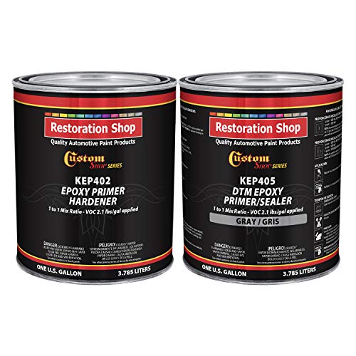 Custom Shop, Gray DTM Epoxy Primer/Sealer 2.1 VOC, 1:1 Mix, 2 Gallon Kit - color: Gray, size: 1 Gallon (Pack of 2)