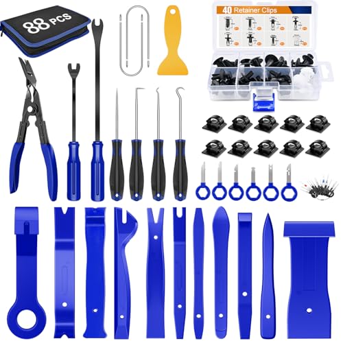 GOOACC 88Pcs Auto Trim Removal Tool and Push Pin Retainer Clip Set - color: 88Pcs Clips Removal Kit Blue